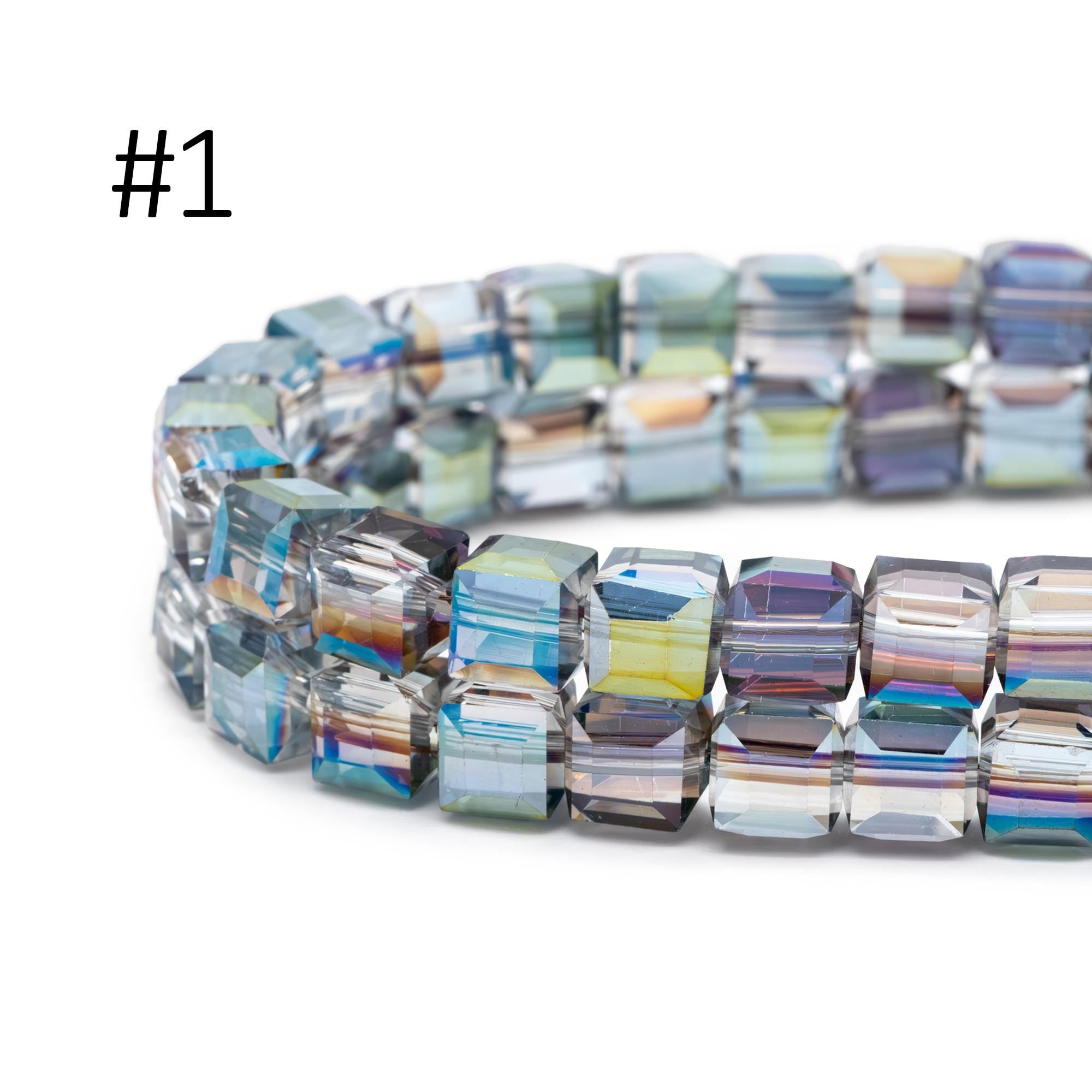 95pcs Cube Glass Crystal Faceted Beads 8mm, (#FZ-08)